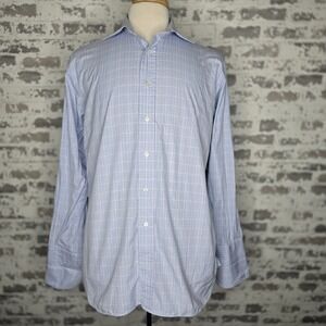 Ben Silver Charleston Shirt Men 16/35 L Multicolor Plaid 100% Cotton French Cuff